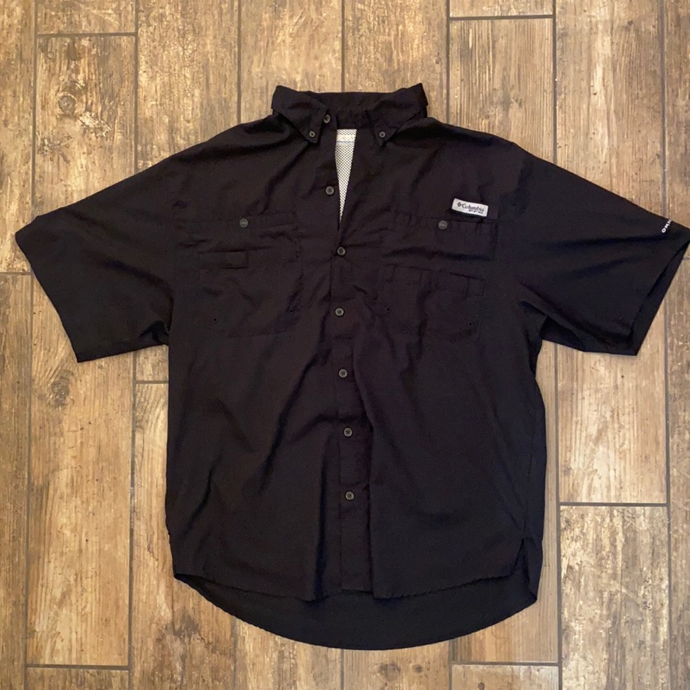 MEN’S BLACK COLUMBIA FISHING SHIRT SILKY SZ MED